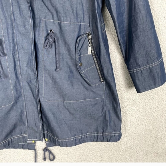 Nikki Jones Montreal Jacket Chambray Blue Lightweight Cinched Waist - Picture 4 of 6